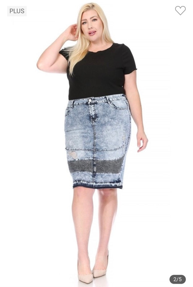 Plus size Distressed Moto skirt