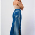 Long Stripped Skirt! Dark Denim