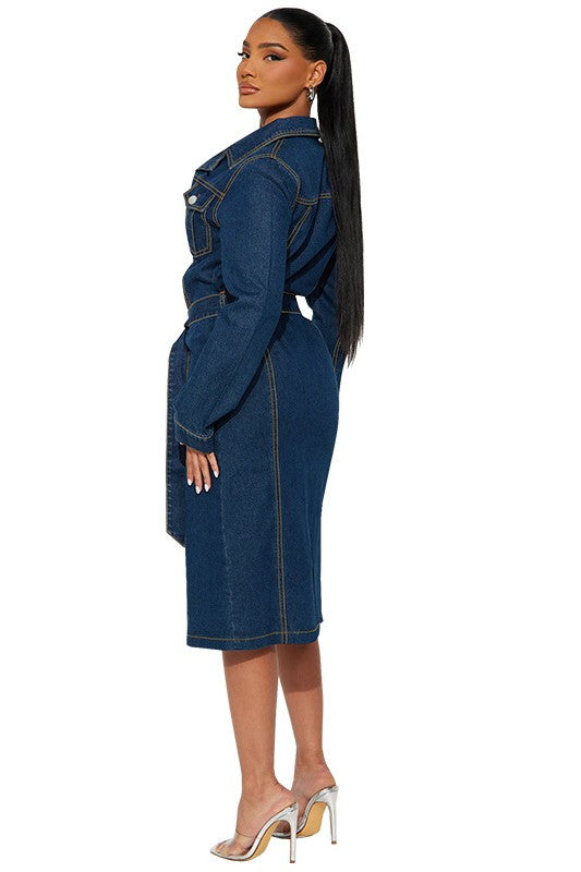 Women Fashion Denim Long Maxi Dress