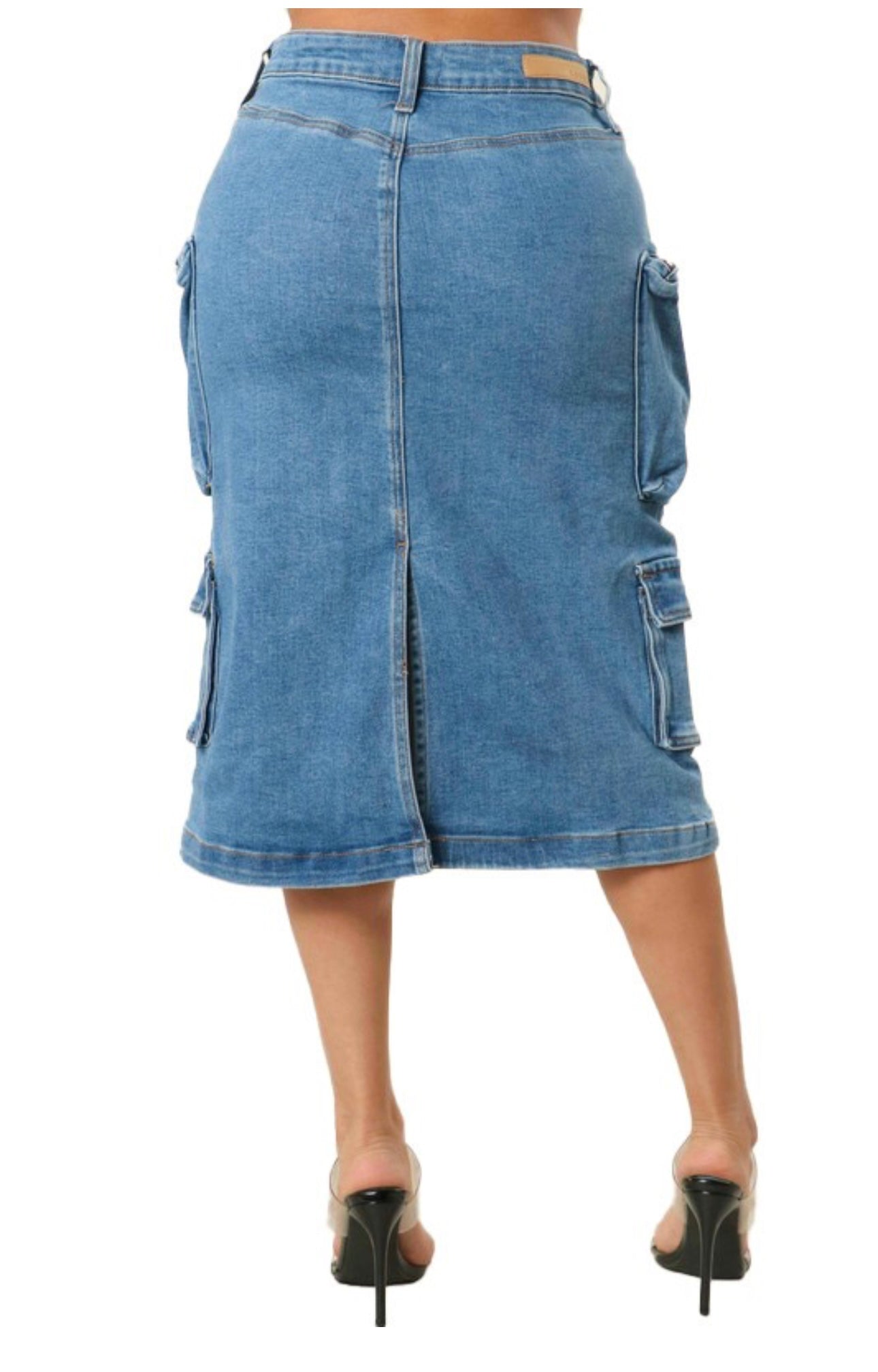 MIDI DENIM CARGO SKIRT