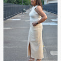 Khaki Long Denim Skirt