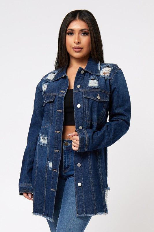 Destructed Midi Denim Jackets