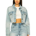 Crop Light-Wash Denim Jacket